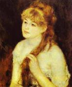 Young Woman Braiding Her Hair renoir